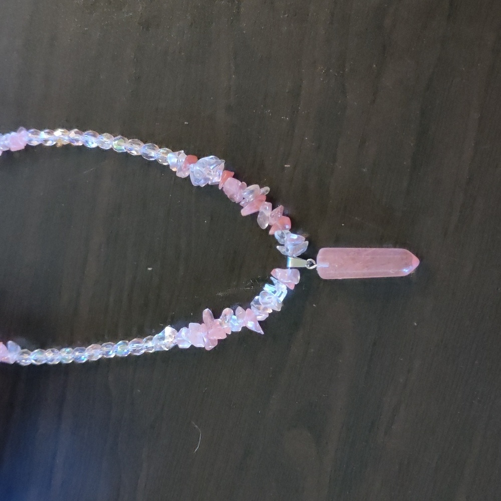 Rose quartz necklace handmade beaded jewelry